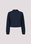 Waffle Knit Wrap Top, Navy, large