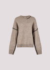 Oversized Stitch Detail Chunky Knit Jumper, Stone, large