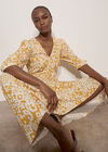 Tapestry Ikat Midi Dress, Mustard, large