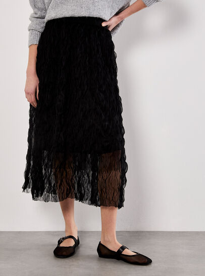 Wavy Tulle Midi Skirt