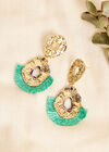 Gold & Blue Thread Earrings, Yellow, large
