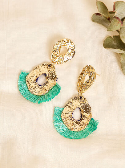 Gold & Blue Thread Earrings