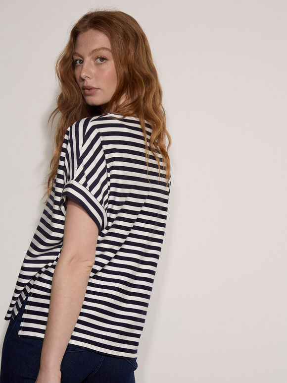 Soft Jersey Stripe T-Shirt, Navy, large