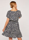 Floral Tie Front Dress, Navy, large