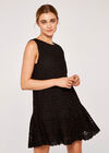 Broderie Anglais Tiered Dress, Black, large