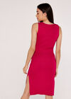 V-Neck Bodycon Knit Dress, Fuchsia, large