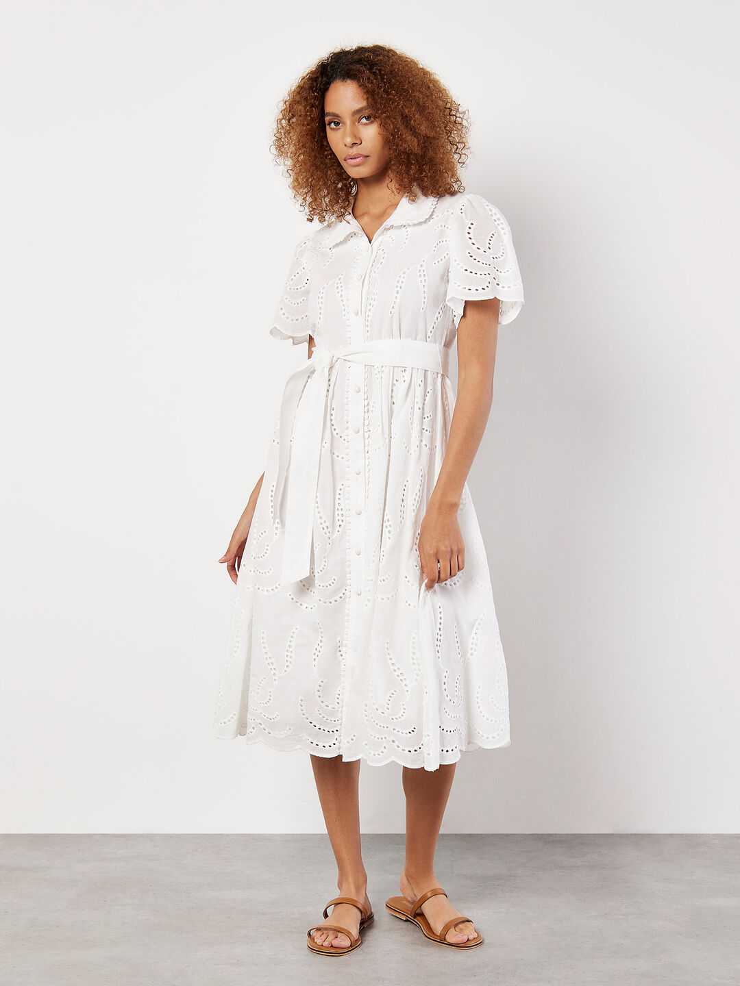 Cotton Broderie Midi Dress