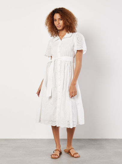Cotton Broderie Midi Dress