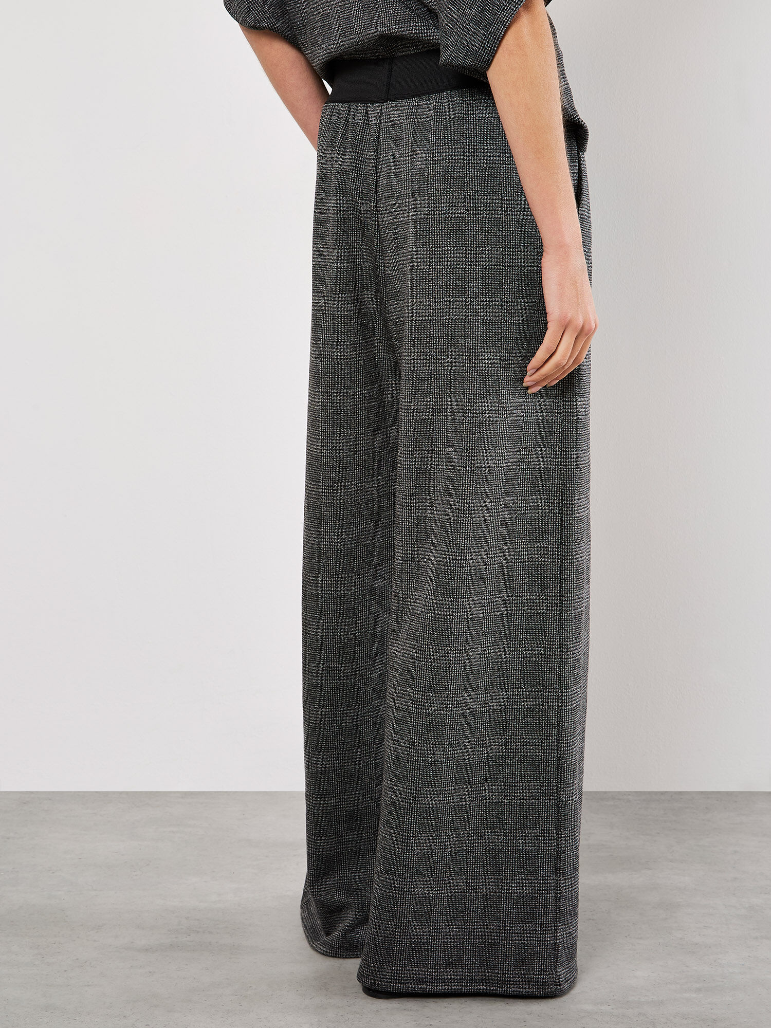 Check Print Wide Leg Trousers Apricot Clothing