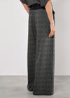 Check Print Wide Leg Trousers, Grey, large