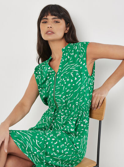 Animal Print Zip Mini Dress
