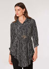 Swirl Spot Shirt Mini Dress, Black, large