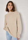 Oversized Boucle Tunic Jumper, Stone, large