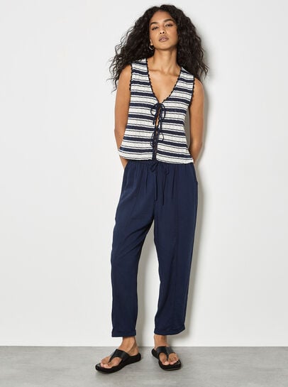 Ladder Lace Insert Linen Joggers