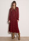 Paisley Chiffon Ruffle Blouse, Burgundy, large