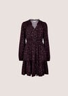 Floral Ruffle Mini Dress, Burgundy, large