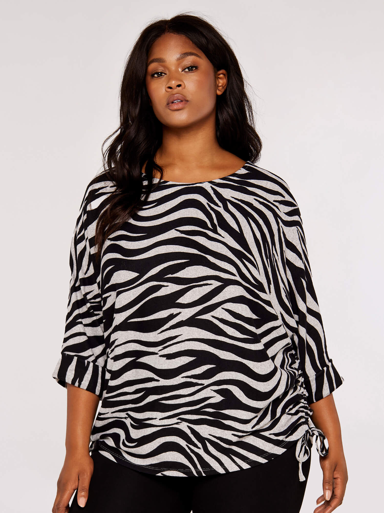 Curve Animal Print Top Apricot Clothing