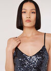 Sequin Cami Mini Dress, Dark Grey - Charcoal, large