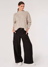 Plaited Knit Mock Neck Jumper, Stone, large