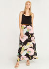 Pond Abstract Floral Maxi Skirt, Black, large