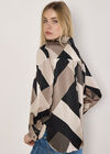 Geo Print Satin Shirt, Stone, large