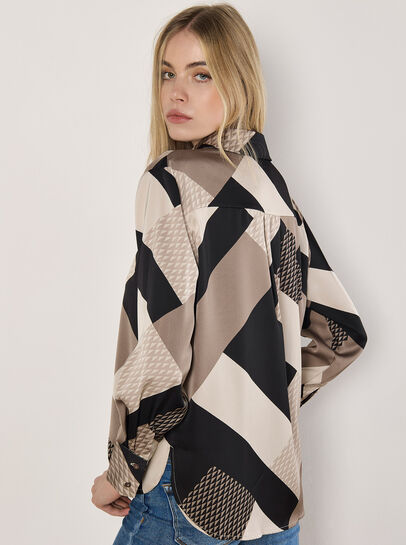 Geo Print Satin Shirt
