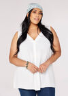 Curve Pleated Front Top, Cream, large