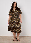 Curve Tie Dye Chevron Midi Dress, Rust, large