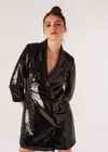 Sequin Blazer Mini Dress, Black, large