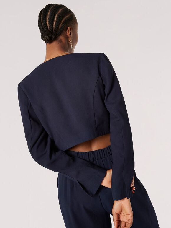 Cropped Bolero Jacket, Navy, large