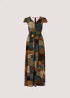Patchwork Smocked Maxi Dress, Brown, large
