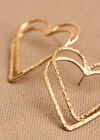 Gold Double Heart Hoop Earrings, Assorted, large