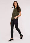  Pebble V Neck Top, Khaki, large