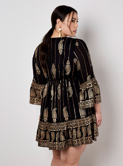 Paisley Shimmer Mini Dress