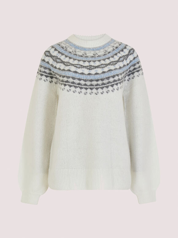 Fairisle Jumper, Blue, large