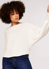 Rib Batwing Crop Jumper, Cream, large