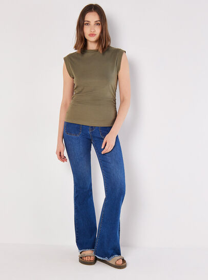 Cotton Jersey Side Ruched T-Shirt