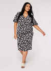 Curve Floral Ruched Midi Dress, Black, large
