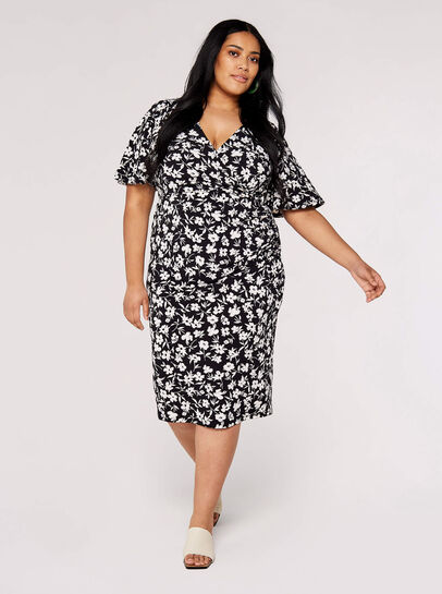 Curve Floral Ruched Midi Dress