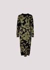 Abstract Flower Knitted Midaxi Dress, Black, large
