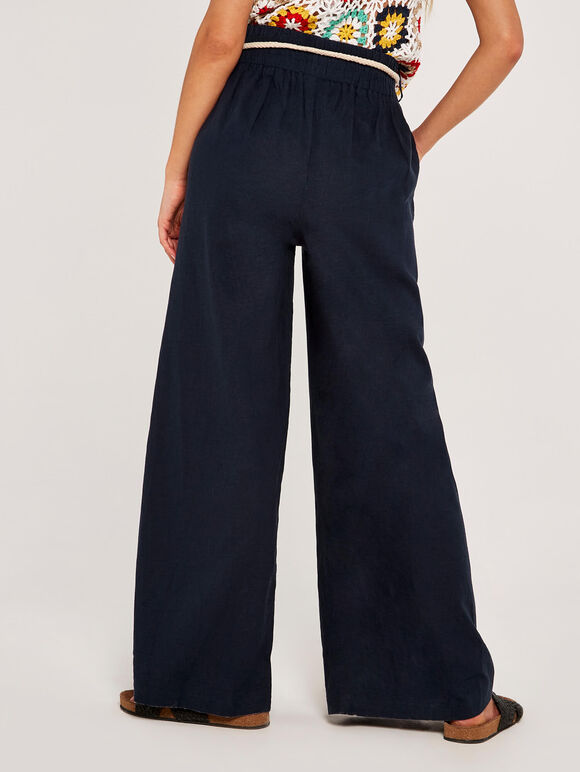 Classic Waist Palazzo Trouser, Navy, large