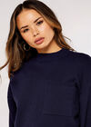 Boxy Pocket Jumper, Navy, large