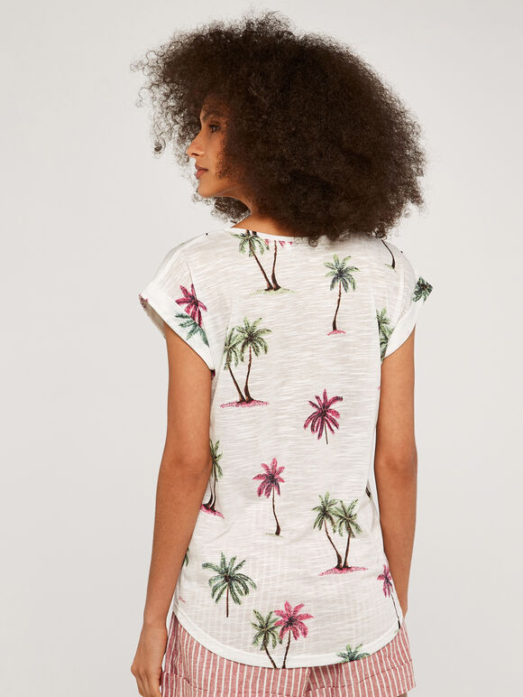 Palm Scene Slub Tee, Pink, large
