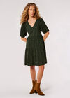 Chevron Twill Mini Dress, Black, large