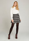 Chevron Flair Knit Skirt, Black, large