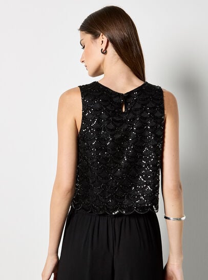 Scallop Sequin Crop Top