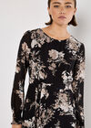 Silhouette Floral Chiffon Midaxi Dress, Black, large