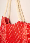 Printed Cotton Fabric Bag, Red, large