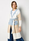 Colour Block Belted Coatigan, Stone, large