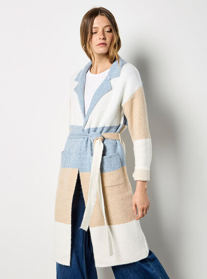 Colour Block Belted Coatigan